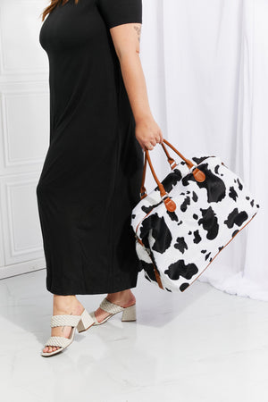 Plush Getaway Ready Cow Print Weekender Bag - MXSTUDIO.COM
