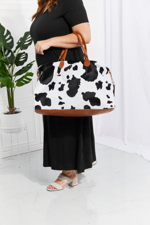 Plush Getaway Ready Cow Print Weekender Bag - MXSTUDIO.COM