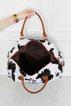 Plush Getaway Ready Cow Print Weekender Bag - MXSTUDIO.COM