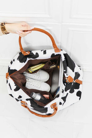 Plush Getaway Ready Cow Print Weekender Bag - MXSTUDIO.COM