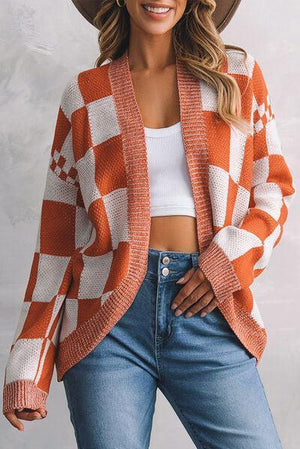 Popular Classic Checkered Knit Cardigan-MXSTUDIO.COM