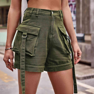 Practical Chic High Waist Denim Cargo Shorts - MXSTUDIO.COM