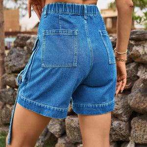 Practical Chic High Waist Denim Cargo Shorts - MXSTUDIO.COM