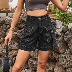 Practical Chic High Waist Denim Cargo Shorts - MXSTUDIO.COM