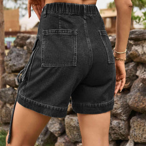 Practical Chic High Waist Denim Cargo Shorts - MXSTUDIO.COM