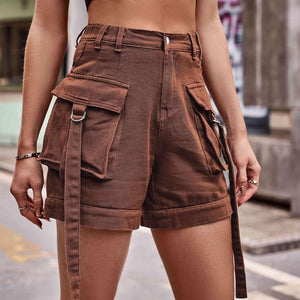 Practical Chic High Waist Denim Cargo Shorts - MXSTUDIO.COM
