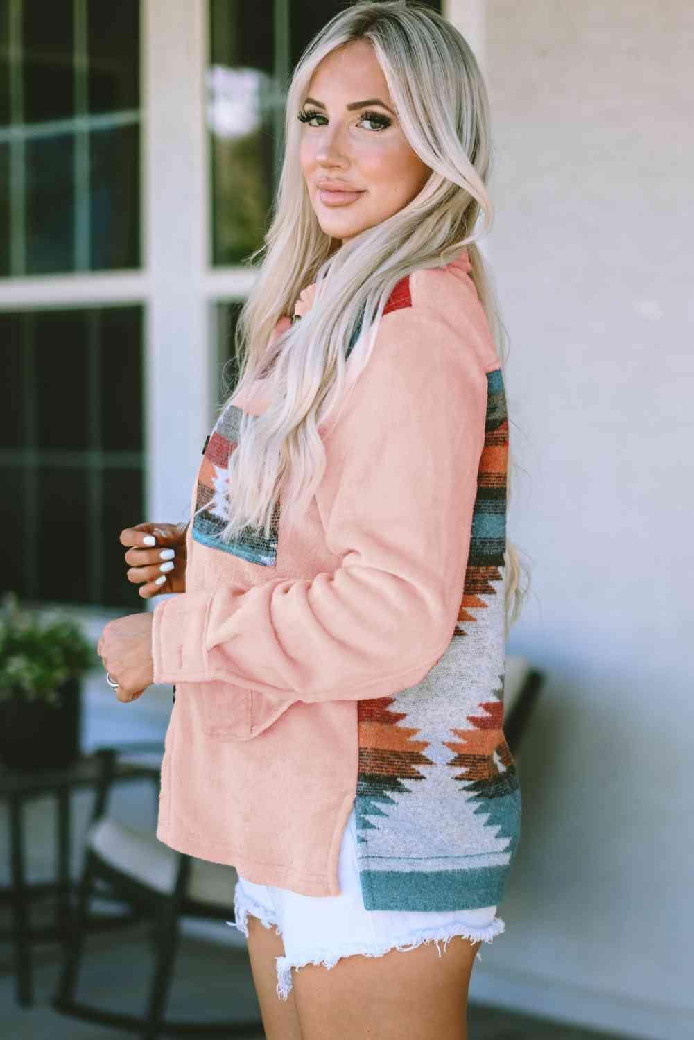 Pretty And Comfy Button Down Geometric Jacket - MXSTUDIO.COM