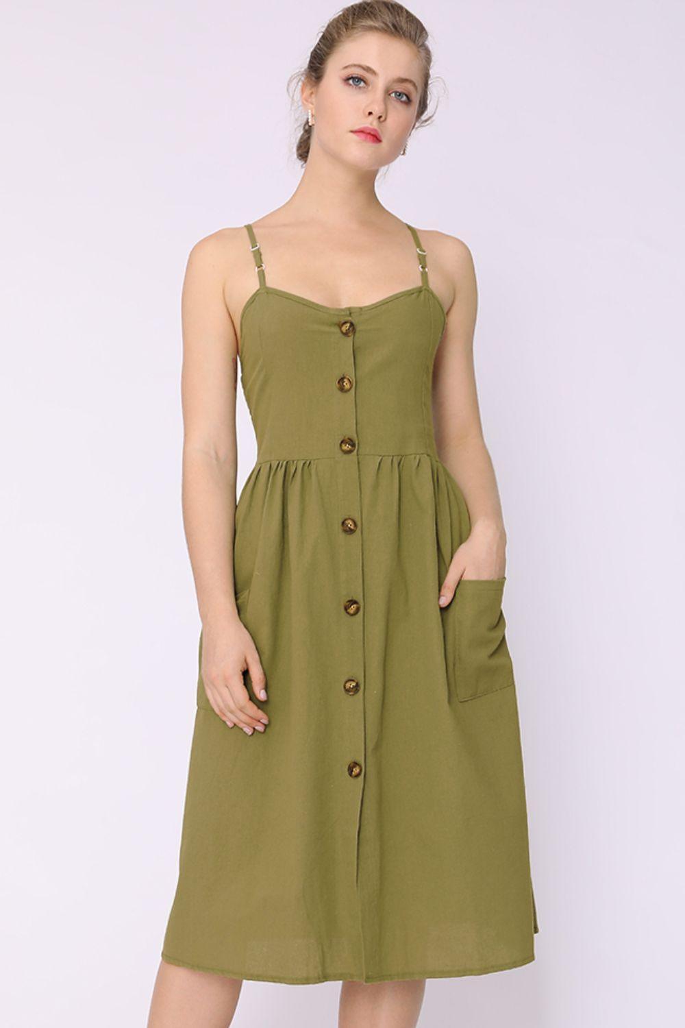 Pretty Spaghetti Strap Sleeveless Midi Dress - MXSTUDIO.COM