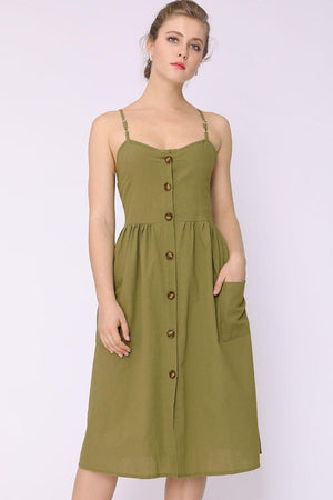 Pretty Spaghetti Strap Sleeveless Midi Dress - MXSTUDIO.COM