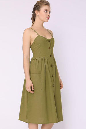 Pretty Spaghetti Strap Sleeveless Midi Dress - MXSTUDIO.COM