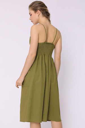 Pretty Spaghetti Strap Sleeveless Midi Dress - MXSTUDIO.COM