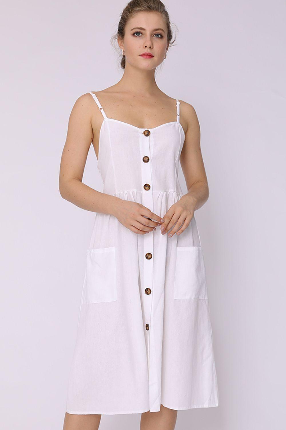 Pretty Spaghetti Strap Sleeveless Midi Dress - MXSTUDIO.COM