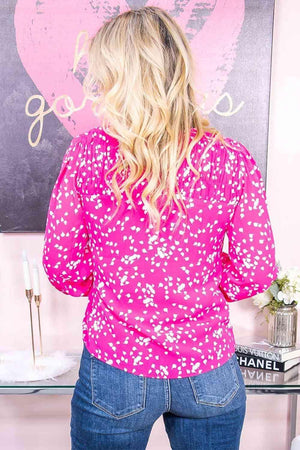 Printed Notched Neck Plus Size Smocked Blouse - MXSTUDIO.COM