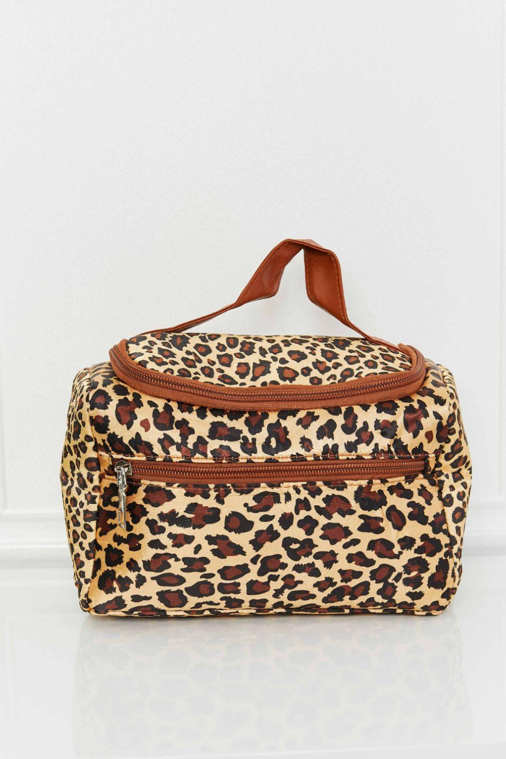 Printed Plaid Leopard Makeup Bag With Top Handle - MXSTUDIO.COM