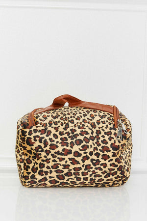 Printed Plaid Leopard Makeup Bag With Top Handle - MXSTUDIO.COM