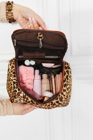 Printed Plaid Leopard Makeup Bag With Top Handle - MXSTUDIO.COM
