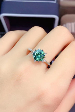 Pristine Platinum-Plated 1 Carat Green Moissanite Ring - MXSTUDIO.COM