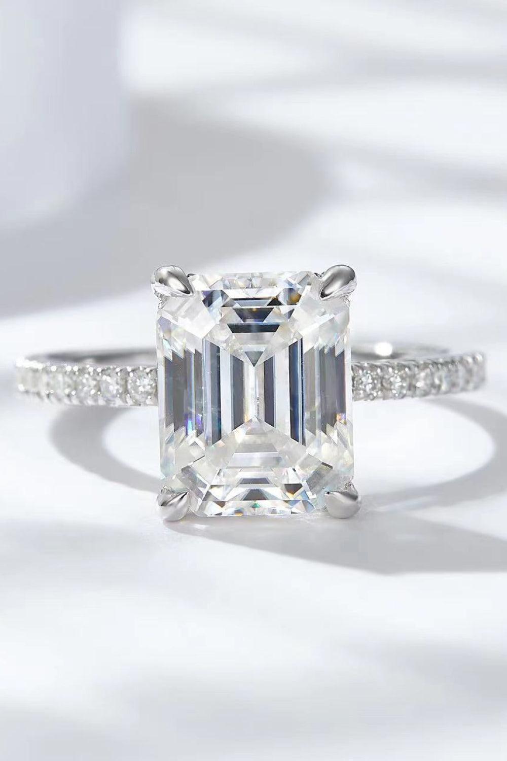 Pristine Platinum-Plated 5 Carat Moissanite Ring - MXSTUDIO.COM