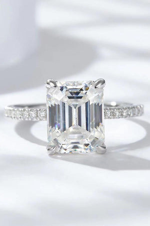 Pristine Platinum-Plated 5 Carat Moissanite Ring - MXSTUDIO.COM