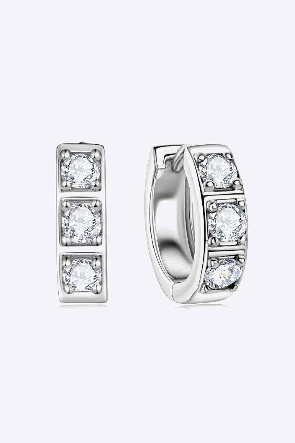 Promising Times Inlaid Moissanite Huggie Earrings - MXSTUDIO.COM