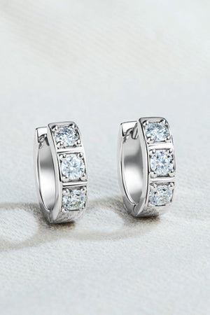 Promising Times Inlaid Moissanite Huggie Earrings - MXSTUDIO.COM