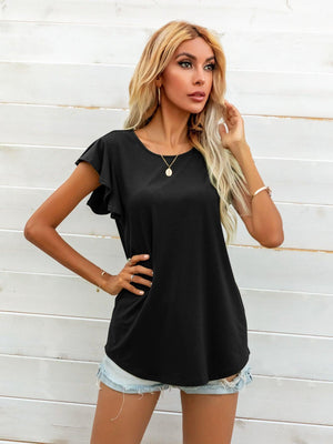 Pure Beauty Flutter Cap Sleeve Blouse - MXSTUDIO.COM