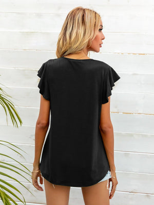 Pure Beauty Flutter Cap Sleeve Blouse - MXSTUDIO.COM