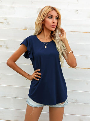 Pure Beauty Flutter Cap Sleeve Blouse - MXSTUDIO.COM