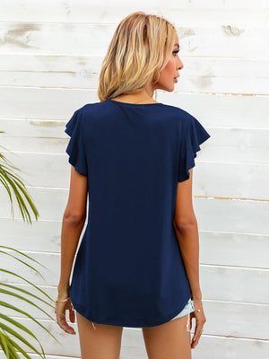 Pure Beauty Flutter Cap Sleeve Blouse - MXSTUDIO.COM