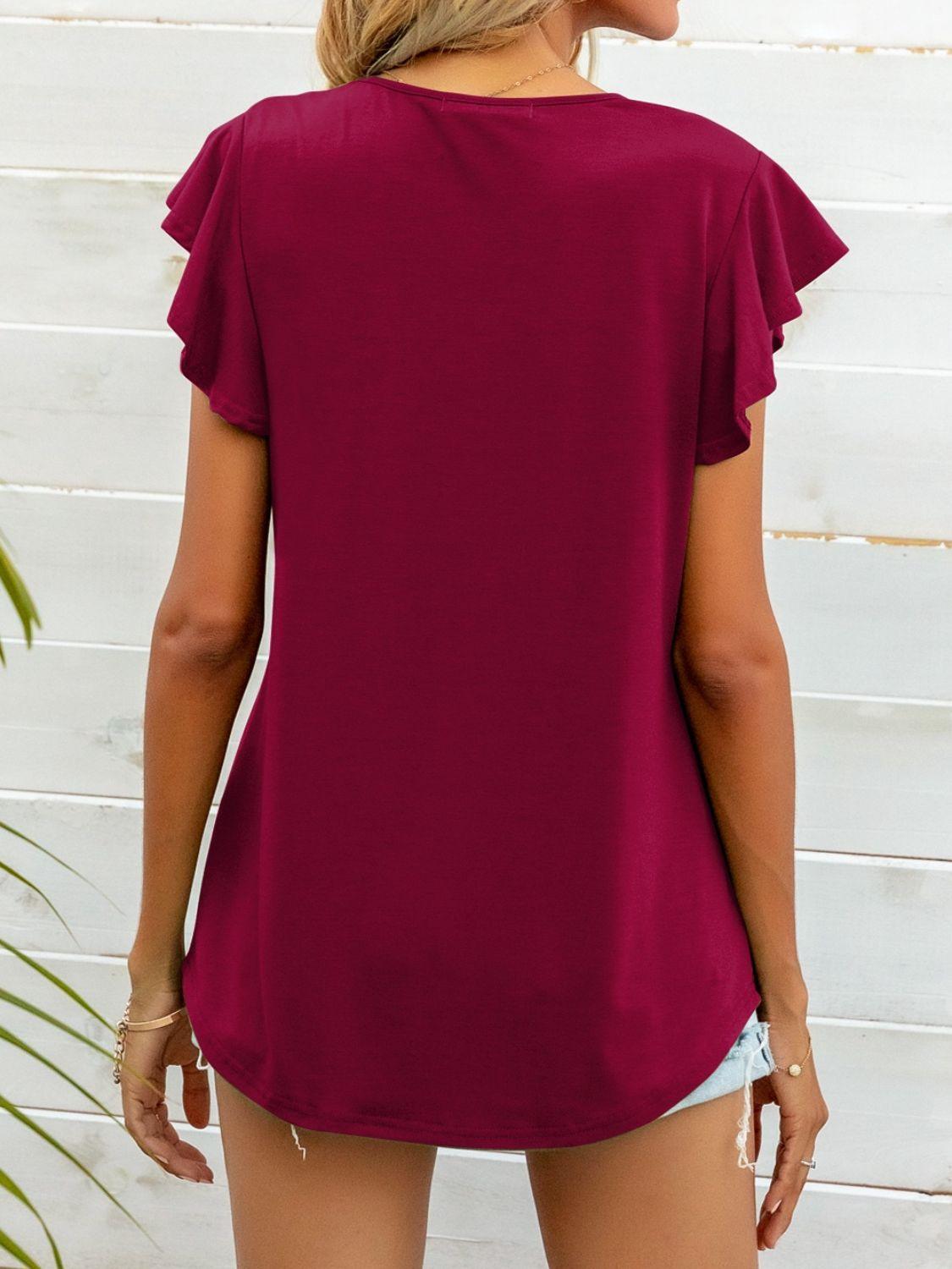 Pure Beauty Flutter Cap Sleeve Blouse - MXSTUDIO.COM
