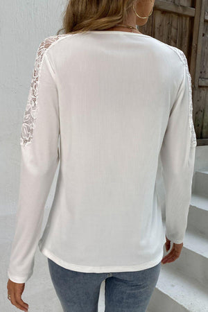 Pure Beauty White Lace Long Sleeve Top - MXSTUDIO.COM