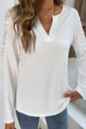 Pure Beauty White Lace Long Sleeve Top - MXSTUDIO.COM