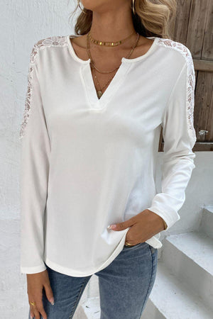 Pure Beauty White Lace Long Sleeve Top - MXSTUDIO.COM