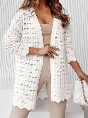 Pure Embrace Openwork Long White Cardigan - MXSTUDIO.COM