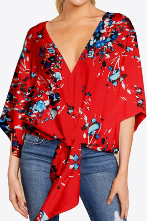 Quintessential Deep V Neck Dolman Sleeve Blouse - MXSTUDIO.COM