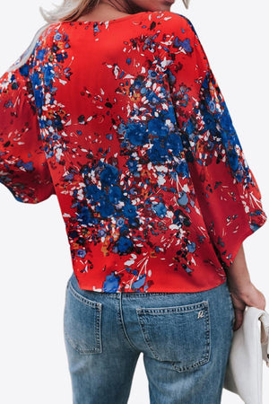 Quintessential Deep V Neck Dolman Sleeve Blouse - MXSTUDIO.COM