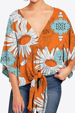 Quintessential Deep V Neck Dolman Sleeve Blouse - MXSTUDIO.COM