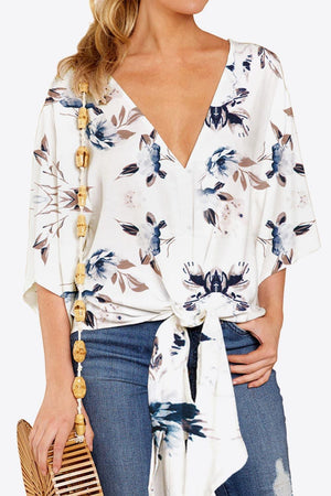 Quintessential Deep V Neck Dolman Sleeve Blouse - MXSTUDIO.COM