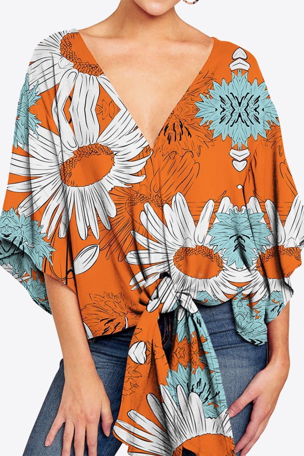Quintessential Deep V Neck Dolman Sleeve Blouse - MXSTUDIO.COM