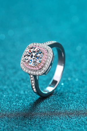 Radiant 1 Carat Moissanite Encrusted Halo Ring - MXSTUDIO.COM