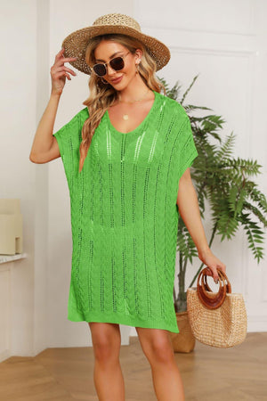 Radiant Glow Crochet Knit Short Sleeve Cover Up - MXSTUDIO.COM