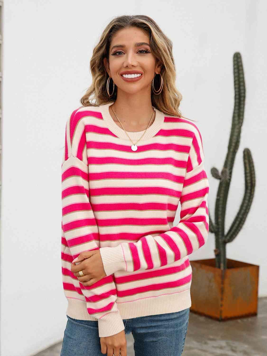 Radiate Warmth And Positivity Striped Knit Sweater - MXSTUDIO.COM