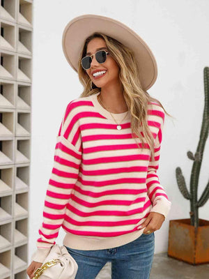Radiate Warmth And Positivity Striped Knit Sweater - MXSTUDIO.COM
