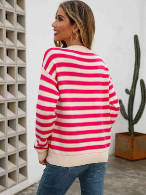 Radiate Warmth And Positivity Striped Knit Sweater - MXSTUDIO.COM