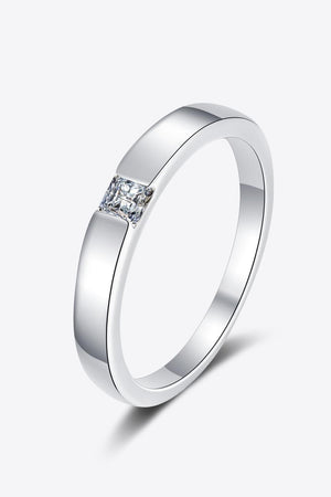Radiating Brilliance Inlaid Square Moissanite Ring - MXSTUDIO.COM