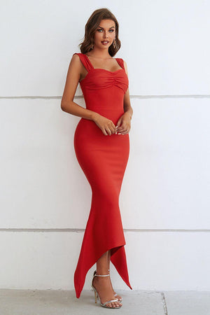 Rare Beauty Ruched Asymmetrical Hem Dress - MXSTUDIO.COM
