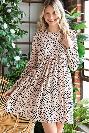 Ravishing Printed Long Sleeve Mini Dress - MXSTUDIO.COM