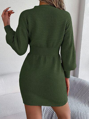 Ready For A Spree Cable Knit Mini Sweater Dress-MXSTUDIO.COM