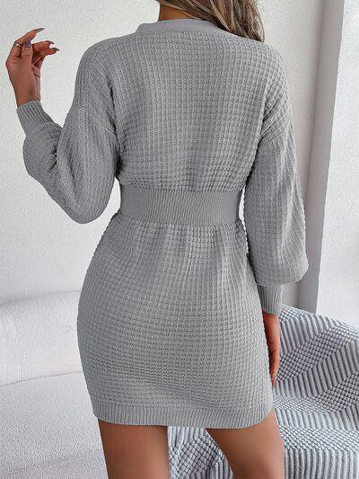 Ready For A Spree Cable Knit Mini Sweater Dress-MXSTUDIO.COM