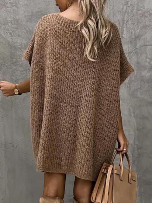 Ready To Go Knit Short Sleeve Sweater Dress-MXSTUDIO.COM